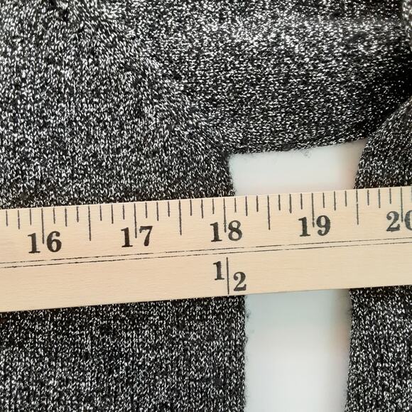 Vintage 1990s Merino Wool Blend Mock Neck Sweater Silver Metallic Quiet Luxury - Picture 9 of 11